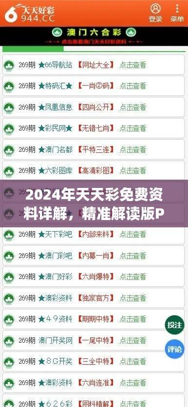 2024年天天彩免费资料详解,精准解读版PLH948.33智慧版