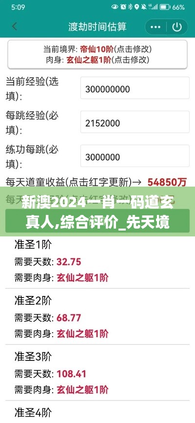 新澳2024一肖一码道玄真人,综合评价_先天境TSV458.95