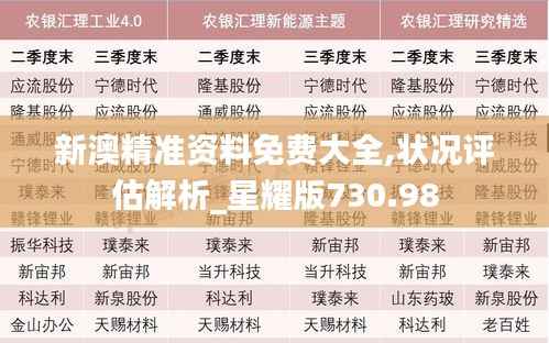 新澳精准资料免费大全,状况评估解析_星耀版730.98