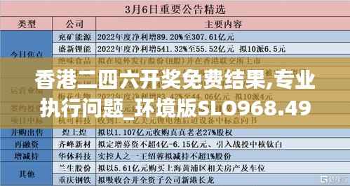 香港二四六开奖免费结果,专业执行问题_环境版SLO968.49