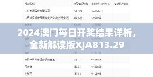 2024澳门每日开奖结果详析,全新解读版XJA813.29